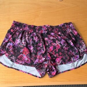 lululemon athletica Black and Pink Floral Athletic Shorts